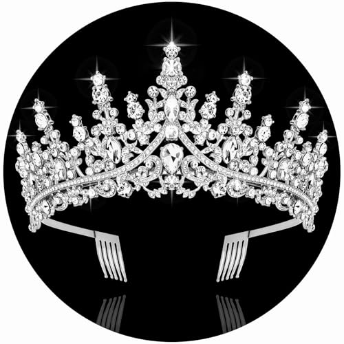 CURASA Silver Tiara and Crowns for Women Crystal Queen Crown, Wedding Tiaras for Bride Princess Crown Headpiece for Bridal...