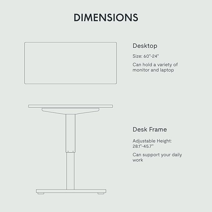 FLEXISPOT EN1 One-Piece Adjustable Stand Up Desk - 60 x 24 Inches Electric Standing Desk with Seamless Desktop (Silver Frame + Mahogany Top, 2 Packages)