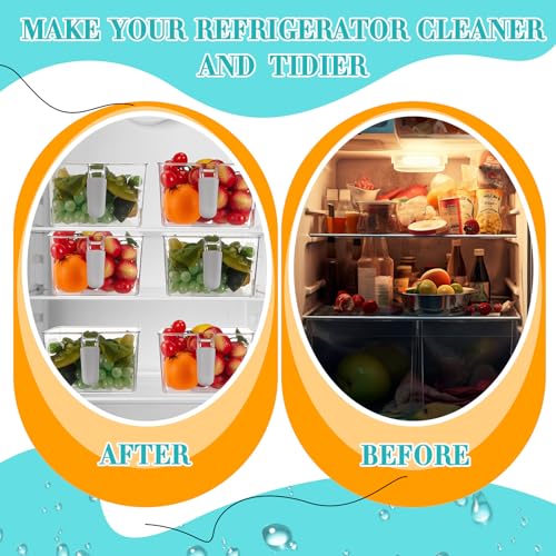 Havawish 2 Set Ice Bin and Flexible Scoop Set Plastic Freezer Ice Bin with Pull out Handle Clear Storage Bucket for Contai...