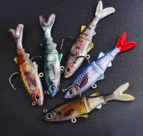 KTGCOZS Pack of 5 Soft Fishing Lure Set Artificial Bait for Outdoor Tackle and Freshwater Fishing Adventures 8cm/10cm/13cm