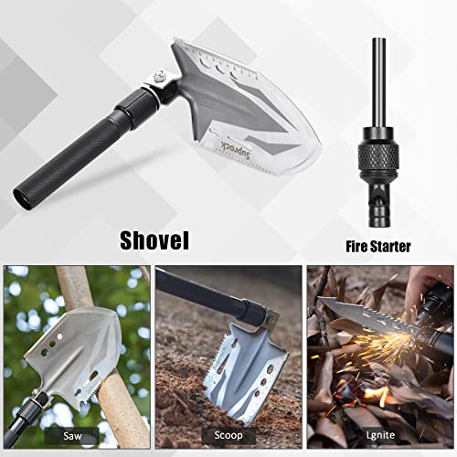 Suprock Survival Shovel High Carbon Steel Tactical Shovel Axe Folding Entrenching Tool Camping Hiking Shovel Carrying Pouc...