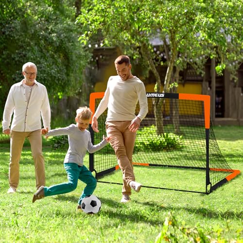 Kids Soccer Goals for Backyard Set of 2, 4 x 3 ft/6 x 4 Toddler Soccer Goal Training Equipment with Soccer Ball, Cones, Po...