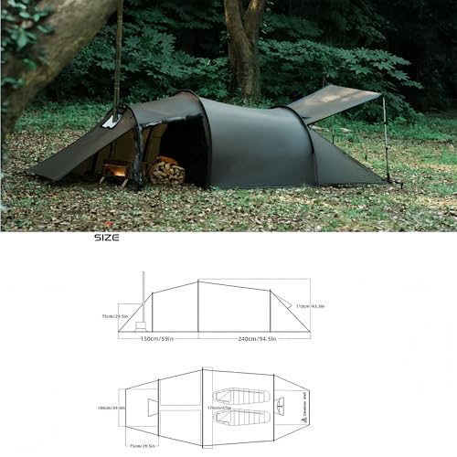 Hot Tent with Stove Jack – 4 Season Waterproof & Windproof Shelter for 1–4 People, Lightweight for Camping, Hiking, Huntin...