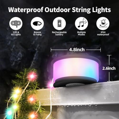 Camping String Lights,2 in 1 Upgraded 32.8FT Rechargeable Tent Lights String with 19 Lighting Modes,Quick Storage，Portable...