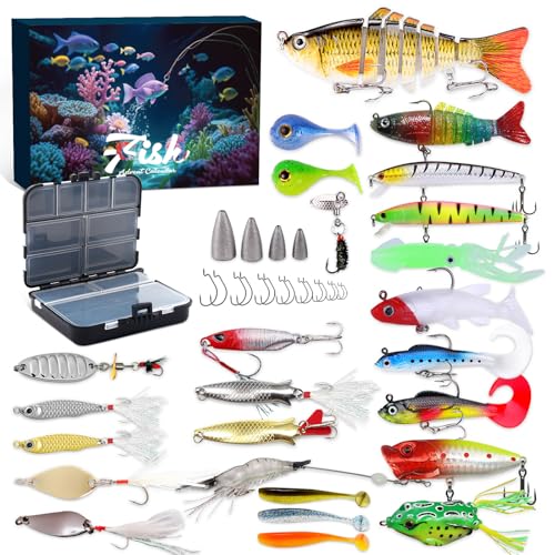 Fishing Advent Calendar - 24-Day Christmas Countdown with Lures & Tackle Set, Gift Ideal for Dad, Fishermen, and Teen Boys