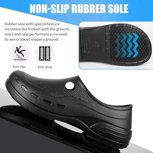 FFYLEN Chef Shoes for Men Non Slip Nursing Clogs Food Service Water Proof Oil Resistant Work Shoes for Kitchen Garden Rest...