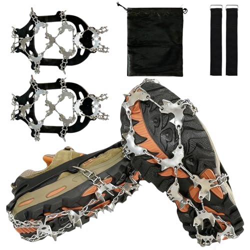 Crampons for Shoes, Footwear Traction Cleats Ice Snow Grips with 32 Stainless Steel Spikes, Shoe Anti - Slip Boots Spikes ...