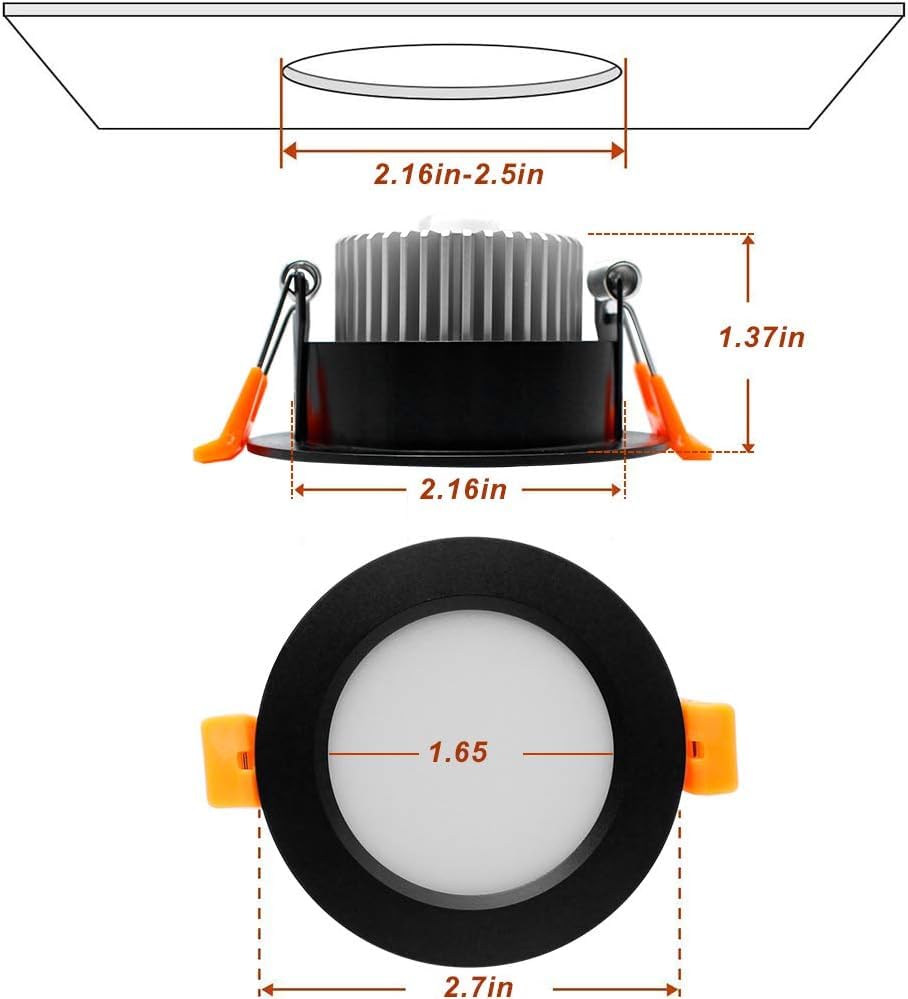 YGS-Tech Smart 2 Inch Recessed Lighting, WiFi LED Downlight 5W 120V, Compatible with Alexa and Google Home, Dimmable RGB & CCT 2700-6500K, Black Trim, LED Ceiling Light with Driver (4 Pack)
