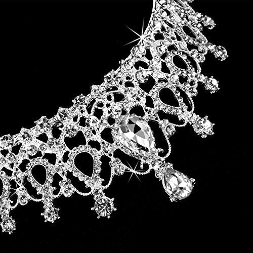 TecUnite 2 Pack Silver Tiara and Crowns for Women Crystal Princess Crown with Combs Wedding Tiaras for Bride Rhinestones H...