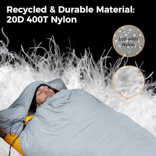 ATEPA Down Sleeping Bag for Adults, Recycled Ultralight 35°F 40°F 45°F 50°F 650FP / 700FP 3 Season Compact Sleeping Bags w...