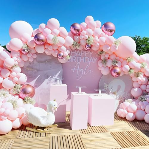 Voircoloria 90pack Light Pink Balloons Different Size 18/12/10/5 Inch Pastel Pink Balloon Garland Arch Kit for Boys Girls ...