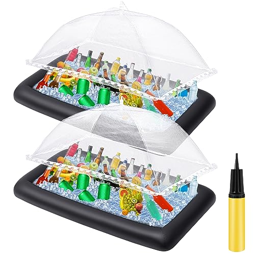 Leitee Inflatable Serving Bar Kit Includes Salad Buffet Tray with Drain Plug Mesh Food Cover Food Drink Containers and Inf...