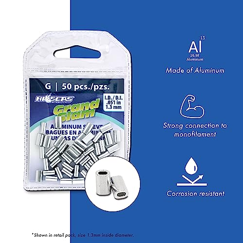 HI-SEAS Grand Slam Aluminum Fishing Line Crimp Sleeves - Retail Pack, Durable and Strong Crimps for Monofilament 40lb Test...