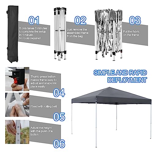 JupiterForce 10 x 10 Pop Up Canopy Tent Easy Set-up, Height Adjustable Outdoor Canopy Patio Waterproof Sun Shade Shelter I...