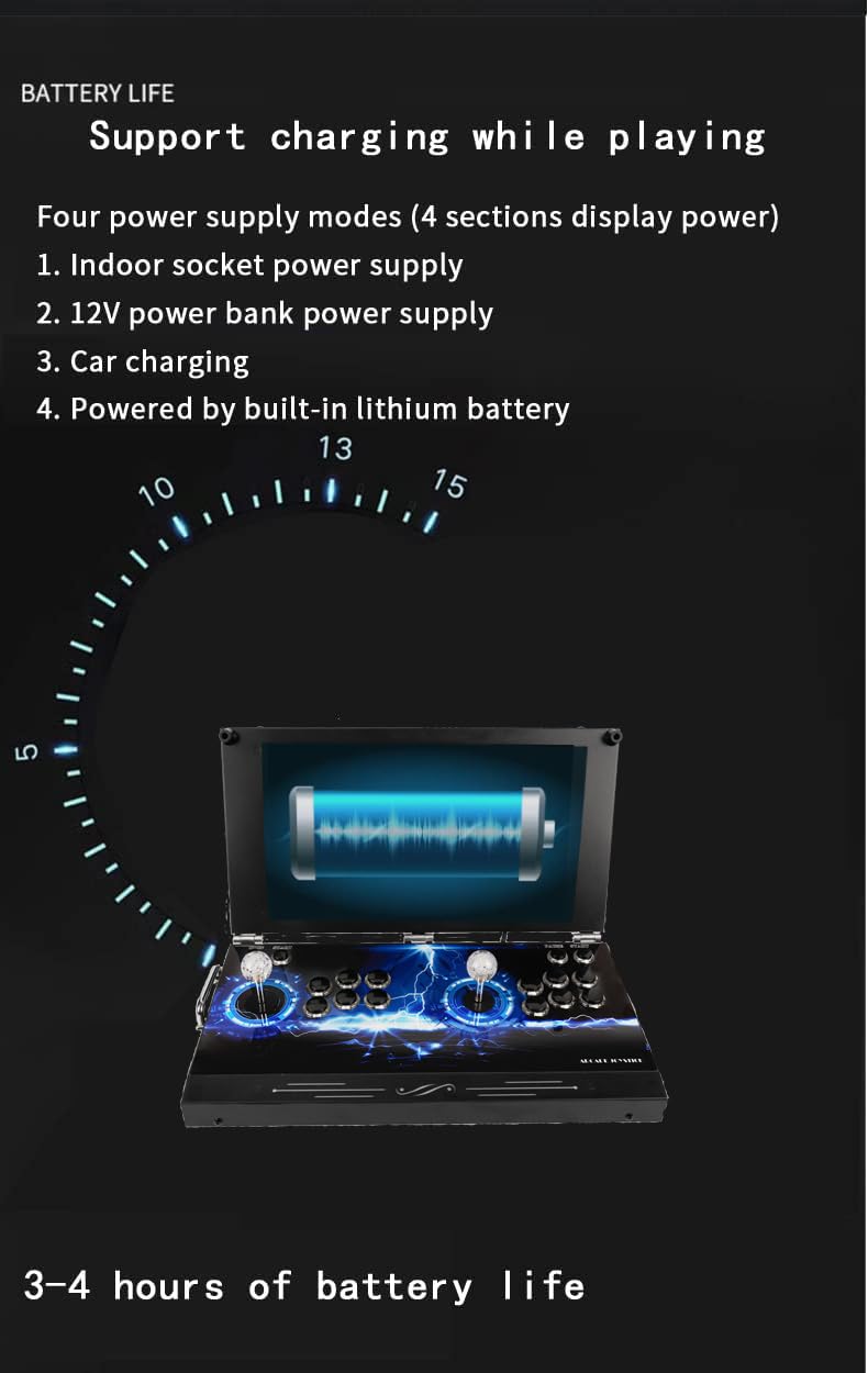 TOJASDN 30000 in 1 Portable Arcade Game Console 17.5-inch HD Screen Dual Players Pandoras Box 80S,Retro Video Game Machine Search/Hide/Save/Load/Pause Games