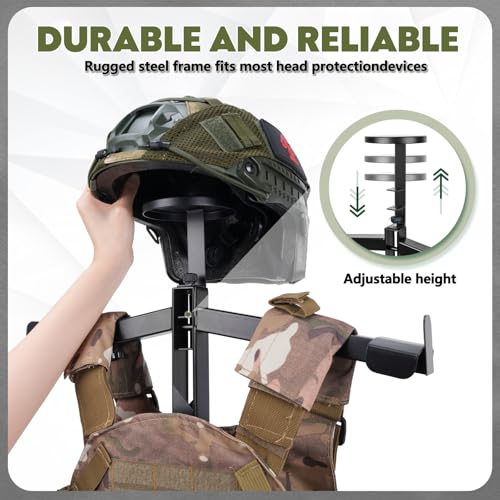 Pridefend Heavy Duty Steel Tactical Gear Stand - Hold Up to 100 lbs Helmet Vest Belt Display Rack,Tactical Vest Hanger, Ad...
