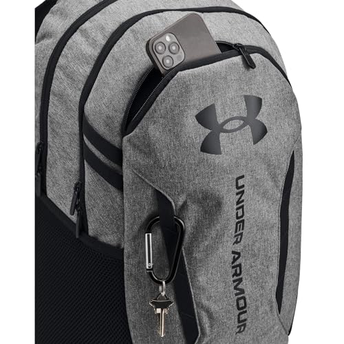 Under Armour Unisex-Adult Hustle 6.0 Backpack, (026) Castlerock Full Heather/Black/Black, One Size Fits Most