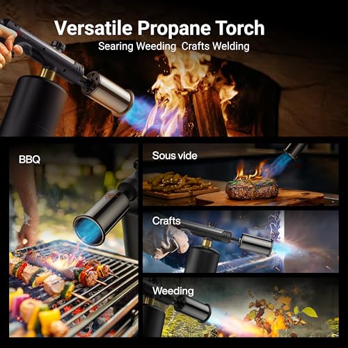 ThermoMaven Propane Torch with One-Touch Max Fire, Cooking Blow Torch Gun with a Safety Lock, Charcoal Lighter, Flame Thro...