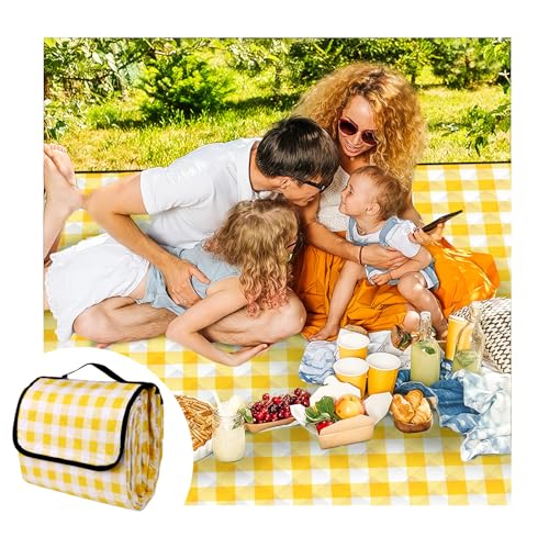 CUNCUI Picnic Outdoor Blankets, Extra Large 79x79in Beach Blanket, Thick 3-Layers Camping Waterproof Mat for Camp Hiking P...
