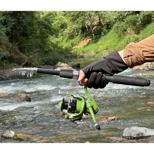 2PACK Fishing Pole Combo,Fishing Rod Combos with Telescopic Fishing Pole Spinning Reels Fishing Carrier Bag for Travel Sal...