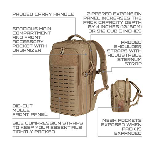 Allen Company Tac-Six Trench Tactical Expandable Backpack, Customizable Die-Cut MOLLE System, with Padded Laptop Sleeve, 1...