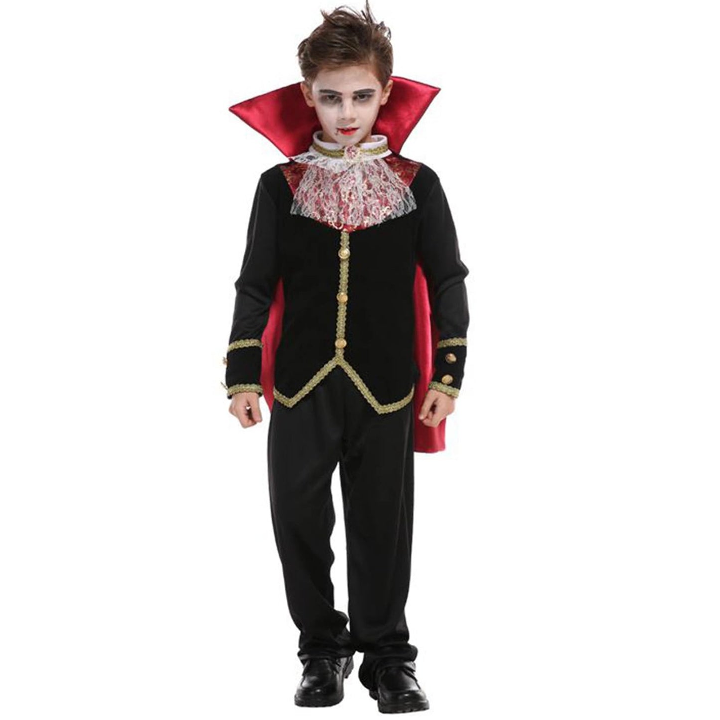 ZNTU Boys Vampire Costume Scary Halloween Costume - Gothic Cape Royal Outfit for Halloween (Vampire Boys, 4-6 Years)