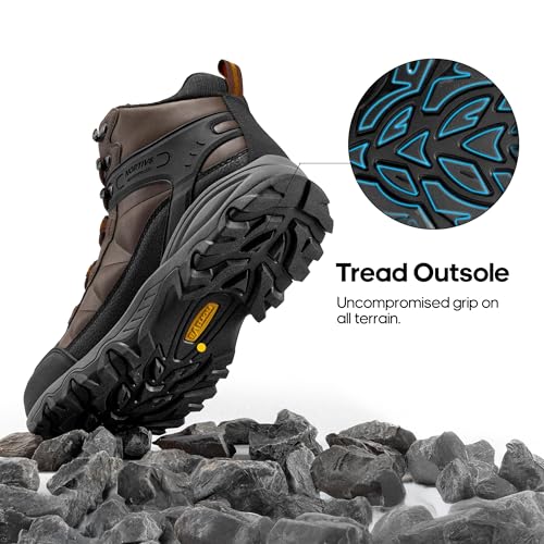 NORTIV 8 Men's Waterproof Hiking Boots Outdoor Trekking Lightweight Mountaineering Leather Shoes