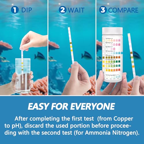 Aquarium Test Strips for Fish Tank: 9 in 1 Aquarium Ammonia Test Strips for Fish Tank - 50 Counts Aquarium Water Test Kit ...