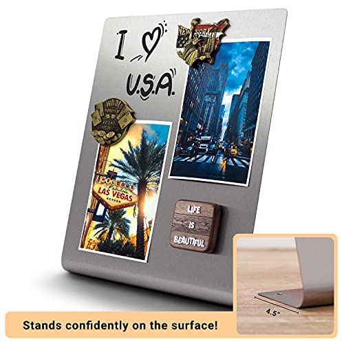 Large Magnetic Bulletin Board for Tabletops – Dry Erase Memo Board with Stand – Metal Easel for Magnet Display – 12x10 Inc...