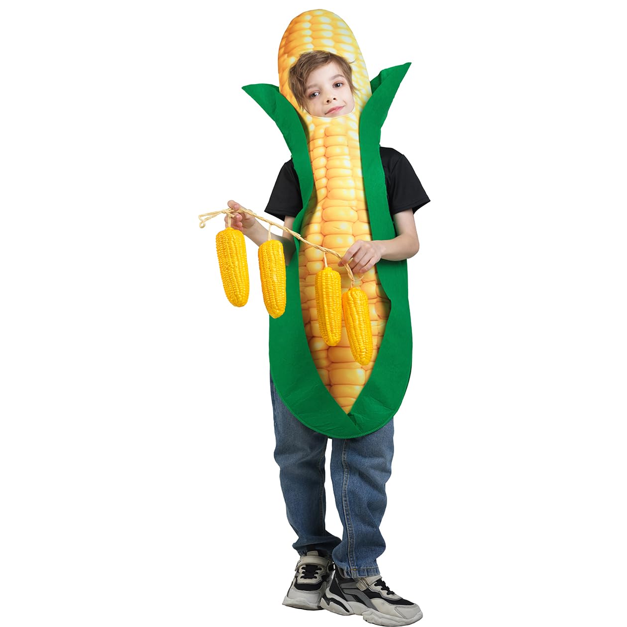 DSplay Unisex Kids Corn Costumes Funny Crops Corn Tunic for Girls Boys Halloween Costumes (4-6 years old)