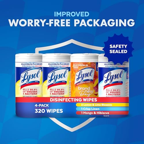 Lysol Disinfecting Wipes Bundle, Home Apartment Dorm Room Essentials and Cleaning Supplies, All Purpose Cleaner, Multi-sur...