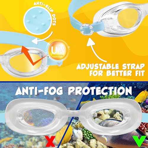 Bluey Kids Swim Goggles and Swim Cap Set Anti-Fog UV Protection