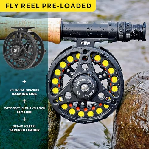 SF Fly Fishing Rod Combo Starter Kit Semi Gloss Green Jade Finish 24T Carbon Fiber Trout Travel Fly Rod with Reel,Fly Rod ...