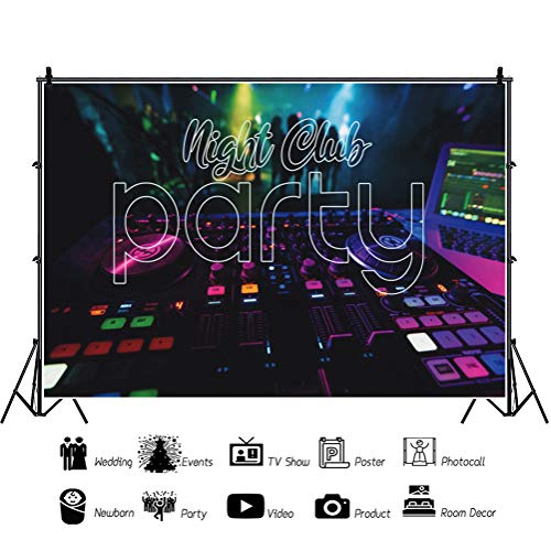OERJU 5x3ft Night Club Party Backdrop Stage Concert Spotlights Show Entertainment Dis-co Party Spotlight Lights Background...