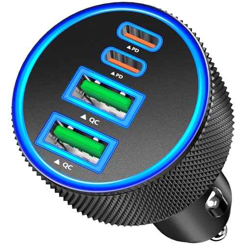 Car Charger USB C, Stuffcool 90W PD Dual USB-C & USB-A Car Power Adapter 4 in 1 PD/QC Type C Fast Charge Cigarette Lighter Adapter USB Charger for iPhone 17 17 Pro 16 15 14 13 12/Galaxy S25 S24/Pixel
