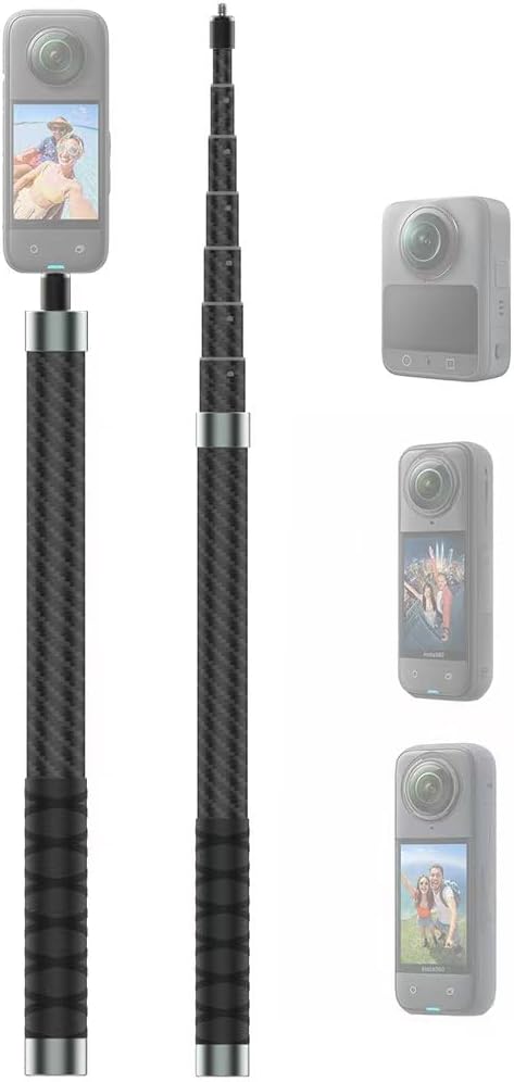 NEOSOU 2.6M/102-inch Invisible Selfie Stick, Carbon Fiber Long Pole Extension Rod for Insta360 X5 X4 X3 DJI Osmo 360 Nano,...