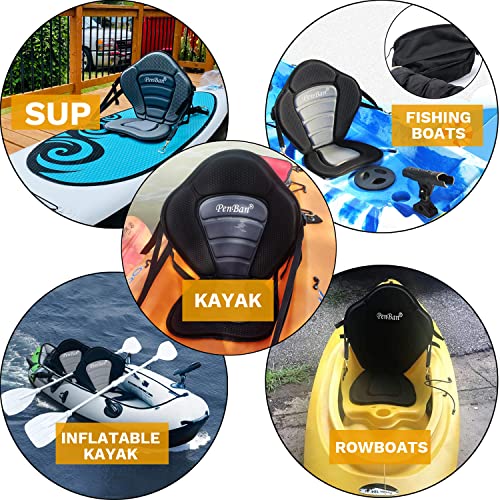 PenBan Universal Deluxe Kayak Seat Cushion with Storage Bag for Kayak,Padded Boat,SUP,Canoe,Fishing Boat,Seats with 4 Adju...