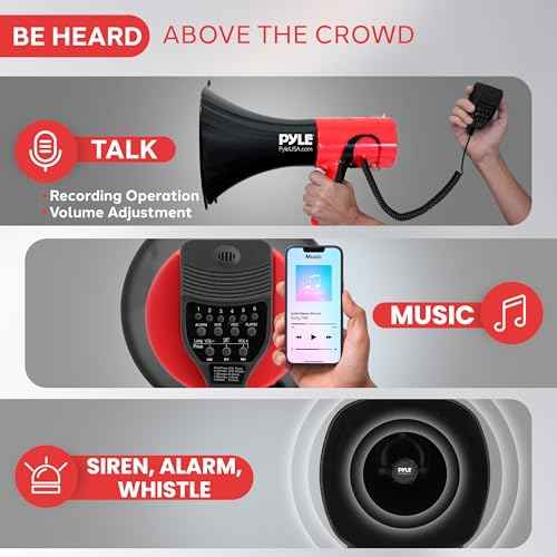 Pyle Portable Megaphone Bullhorn - Bluetooth Compatible PA Speaker with Built-in Voice Changer, 1500 Yard Range, Siren, 100W Adjustable Vol Control, Loudspeaker for Outdoor Sports & Safety Drills