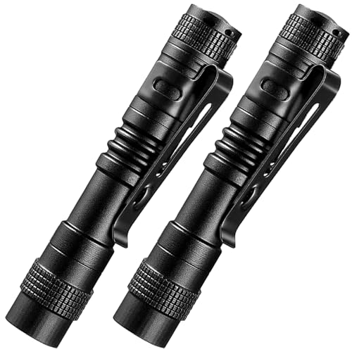 ATZNZIK 2 Pcs Mini LED Flashlight Small Pocket Flashlights with Clip Pen Lights Flashlights Bulk for Inspection, Work, Eme...