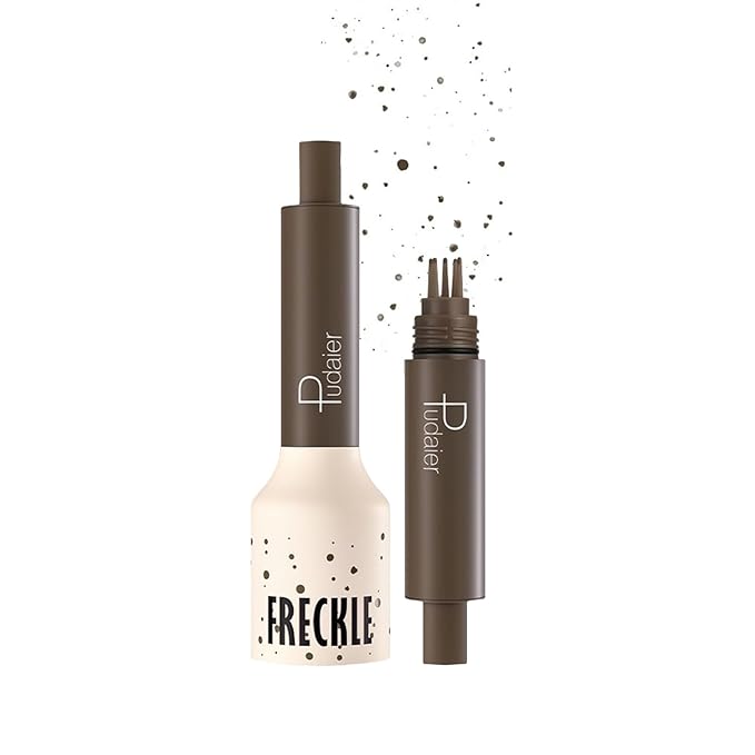 Freckle Stamp,Faux Freckle Stamp,Quick Dry Fake Freckles Pen,Waterproof Long Lasting Natural Vivid Faux Freckles Pen,Get Sun-Kissed Stars Makeup in One Press,5-Dot Design,01.Ash Chestnut.
