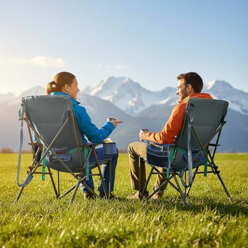 TIMBER RIDGE Oversized Camping Chair with Lumbar Support, Portable Folding Chair Heavy Duty for Adults Supports 450 LBS fo...