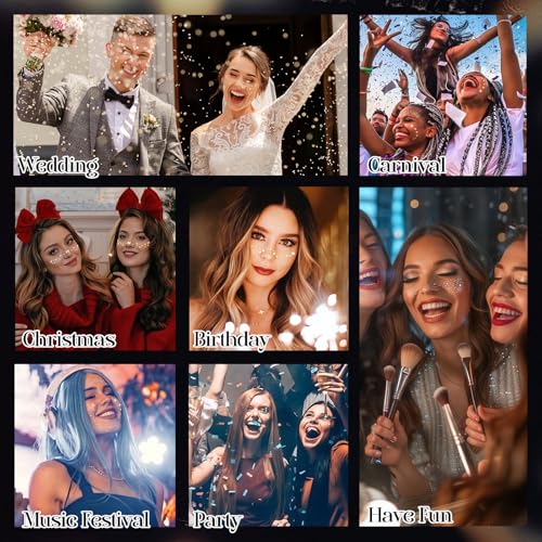 FeidyLong Glitter Freckles, 24 PCS Sliver Face Glitter Makeup Accessories, Face Glitter Tattoos Makeup Patches for Women, ...