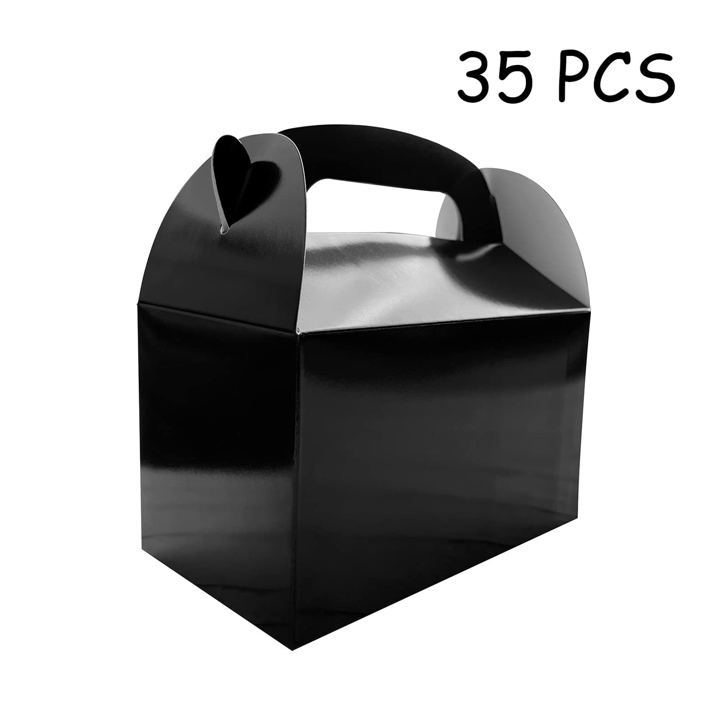 HKLMRO 35 PCS Party Treat Boxes Black Candy Cookies GiftBox DIY Portable Favor Bags Snack Goodie Cardboard Gable Perfect for Kids Birthday Halloween Wedding Baby Shower Easter Supplies Decoration