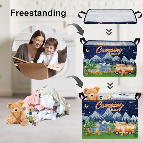 Clastyle Black Night Camping Storage Basket Clothes Toy Tool Food Picnic Basket Outdoor Beach Pool Towel Basket Rectangle ...
