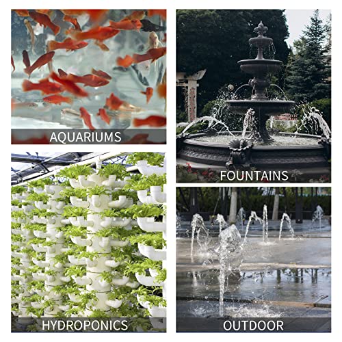 FREESEA Fountain Submersible Water Pump: 800GPH 45W Adjustable Ultra Quiet Aquarium Pump with 3 Nozzles 10ft High Lift for...