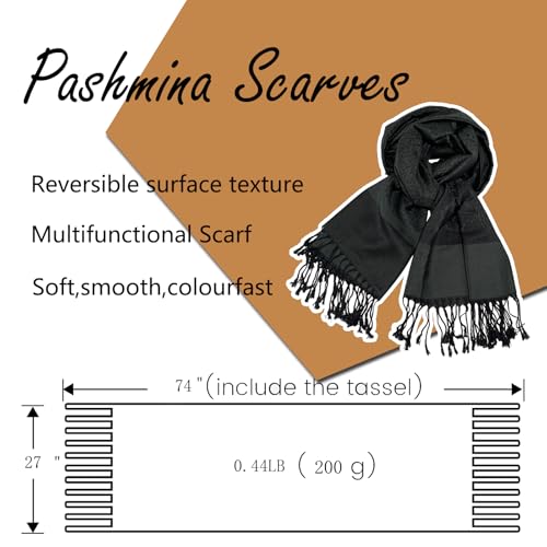 Wendyfull Pashmina Shawls and Wraps w/Fringe Two Tone Vintage Jacquard Paisley Rave Scarf for Weddings Festival