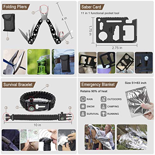 238Pcs Emergency Survival Kit and First Aid Kit, Professional Survival Gear Tool with Tactical Molle Pouch and Emergency T...