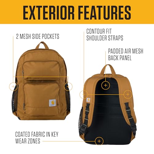 Carhartt 27L Classic Single-Compartment Backpack, Durable Pack with Laptop Sleeve and Duravax Abrasion Resistant Base, Black