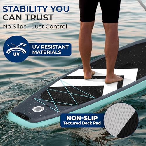SereneLife Ultra-Light Inflatable Stand Up Paddle Board with Premium SUP Accessories - Extra Wide Stable Design with Non-S...