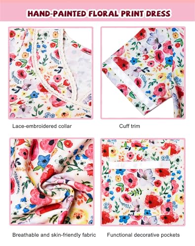 VersaCharm Kids 100 Days of School Costume for Girls, Old Lady Costume wig dress and Granny Grandma Set for Child